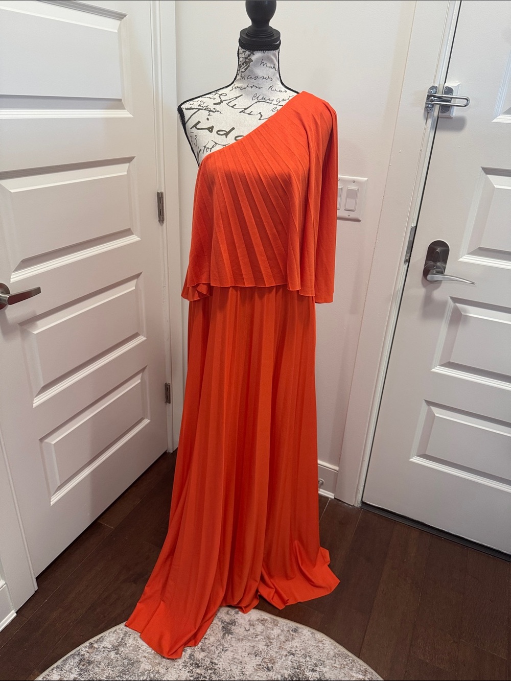 ASOS One-Shoulder Pleated Orange Maxi Dress
